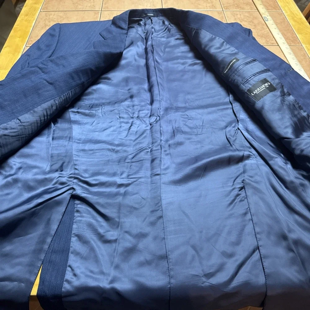 Ermenegildo Zegna Su Misura 3 Button Jacket Blazer Sz‎ 44XL Blue Wool Sport Coat